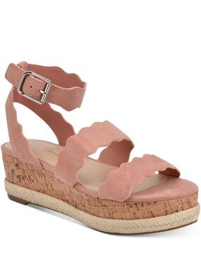 New Marc Fisher Fayme real suede pink padded platform sandals size 8.5